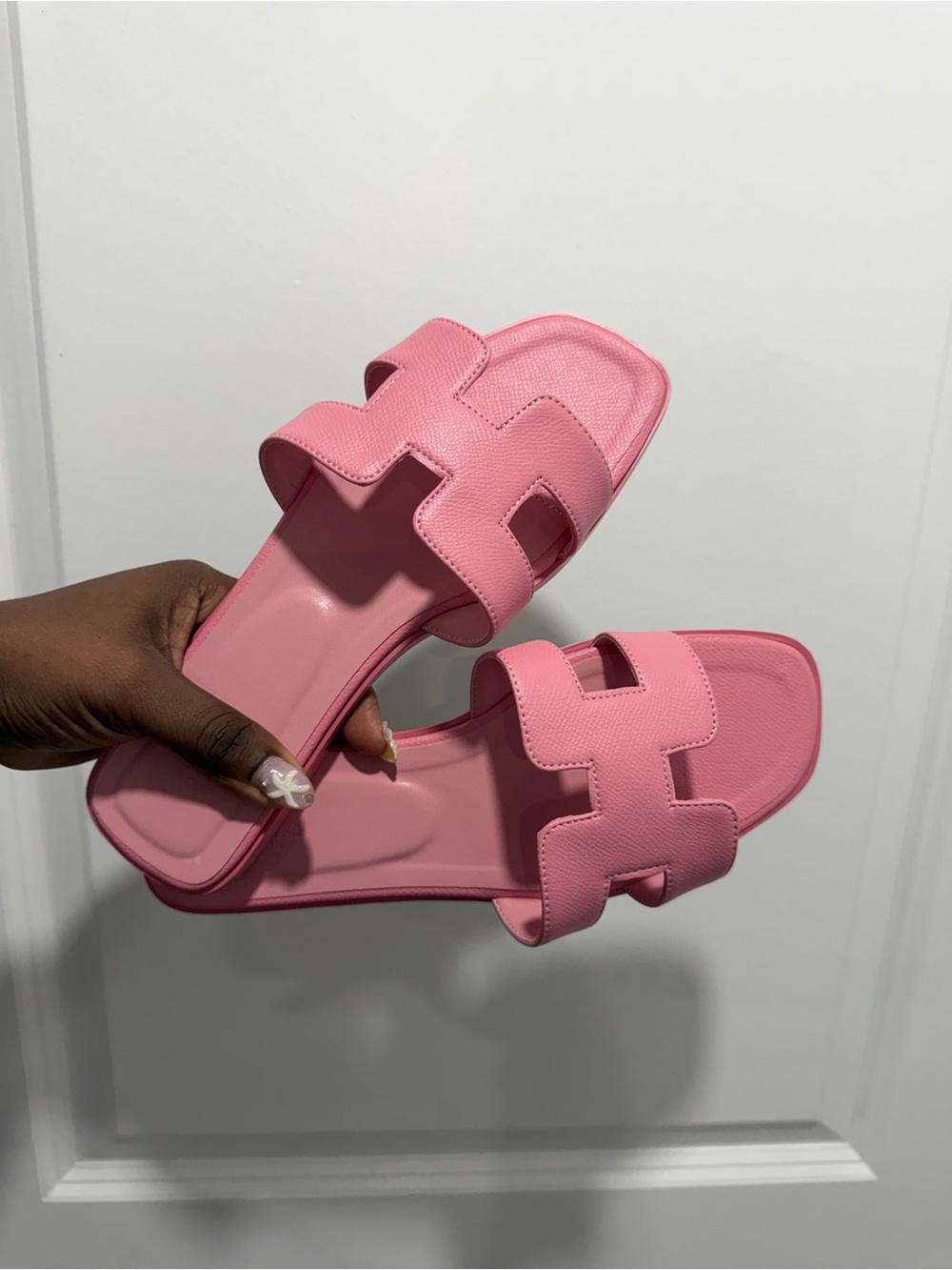Women's Pink Hermes Slide Sandals
